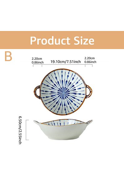 Choice 7.5 inch Style B Japanese Household Noodle Bowl 7.5inch Ceramic Soup Bowl With Handle Salad Pasta Bo