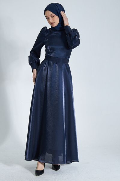 Azeem Glitter Satin Hijab Evening Dress, Graduation, Engagement, Wedding, Promise Dress