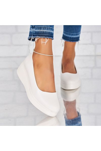 Joana Pantofi dama Casual White Penny din piele ecologica