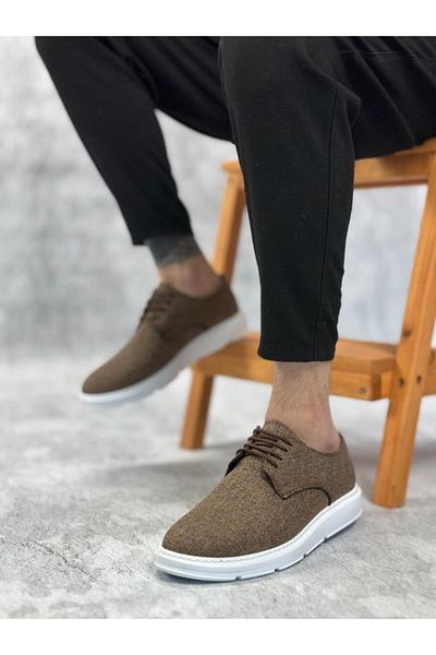 BPM Ba0003 Lace-Up Classic Sports Linen Brown White Sole Casual Men's Shoes