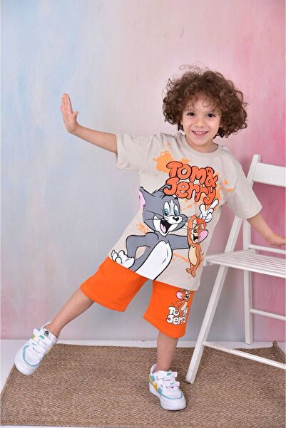 Yağmur Giyim Costum pentru băiat cu pantaloni scurți portocalii cu motiv Tom&...