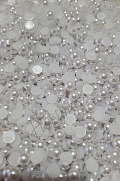 Hobimos 250 Pcs White 8 mm Half Pearls Without Holes - White Pearls Without Holes Pasting