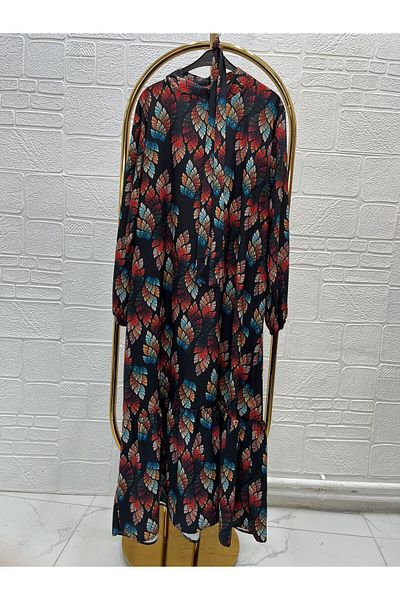 Zeynep Butik Φόρεμα με ψηφιακό σχέδιο από κρεπ ύφασμα 1693