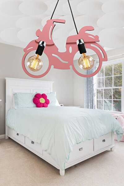 Nurnivus Scooter Motor Bisiklet Avize Sarkıt Modern Rustik Dekoratif Genç-çocuk Odası Pembe Motosiklet Lamba