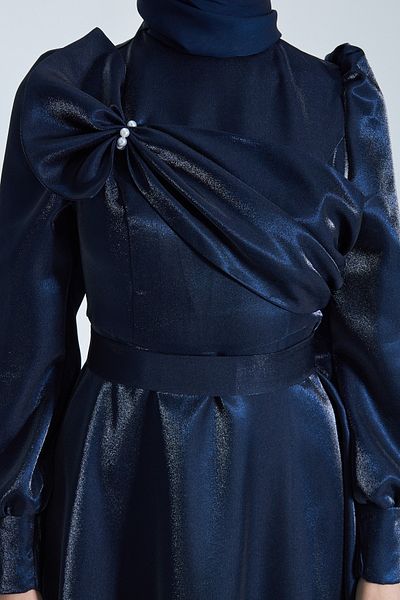 Azeem Mango Glitter Satin Hijab Evening Dress, Graduation, Engagement, Wedding, Promise Dress