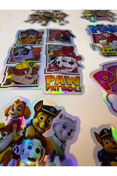 cakaybu Paw Patrol Hologram Sticker 1 Sheet A4 Sticker