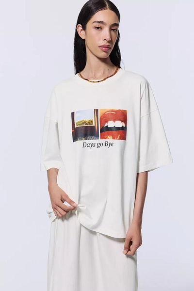 JANSO GROUP - Women Short Sleeve Tshirt Bye Printed Large Size Oversize Cotton