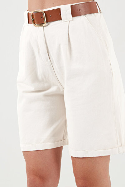 Lela Бавовняні короткі шорти з габардину з високою талією на поясі 668YP4710