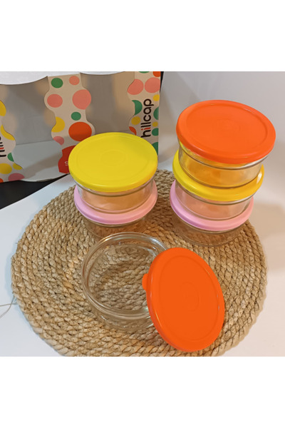 ÇAYLAR AVM Set of 12 Colorful Lids Breakfast Storage Containers - Thick Glass Snack Bowl