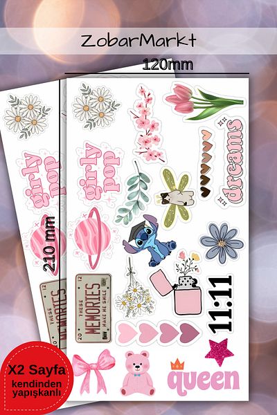 ZobarMarkt ONLINE MARKETING Girly Pop Sticker Set (Bullet Journal- Agenda - Laptop)