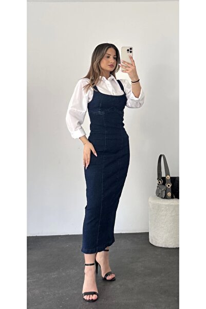 nona butik Φόρεμα Bond Denim - Σκούρο τζιν