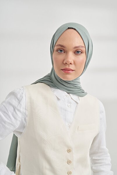 ARMANDA Rustik Pamuksu Şal KETEN Yeşili Rengi (ince rahat konforlu ütü istemez)