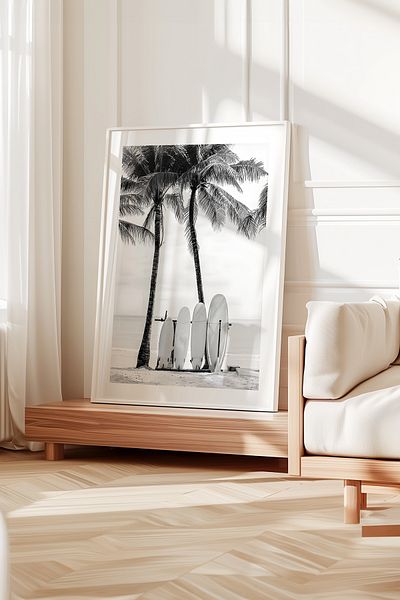 Home 3-Piece Black and White Beach Set, Bedroom Decor, Kitchen, Living Room Wall Decor Frameless