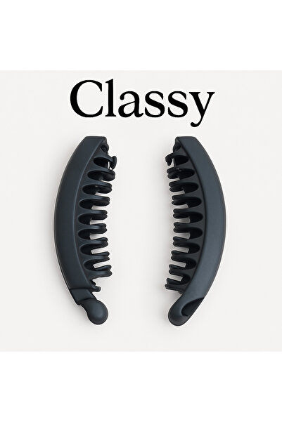 Classy 2'li Büyük Boy Taraklı Muz Toka Seti, 13 Cm Saç Klipsi, Günlük Ve Şık Saç Aksesuarı