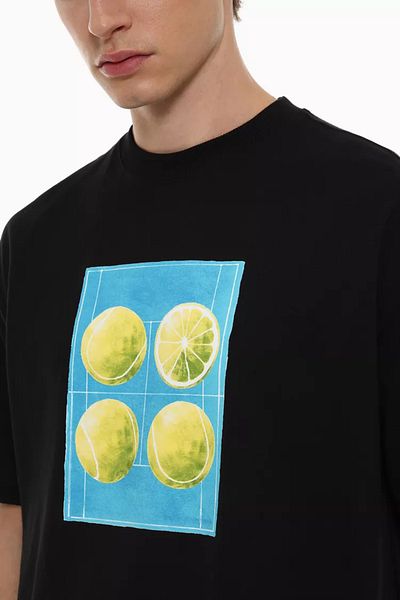 ACTIVE MODA - Men's Short Sleeve Tshirt Lemon Printed Large Size Oversize Cotton
