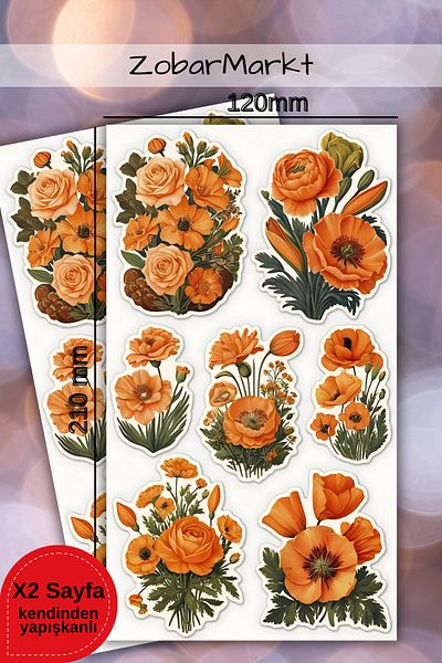 ZobarMarkt ONLINE MARKETING Orange Blooms Sticker Set (Agenda - for Laptop)