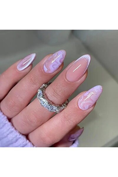 Accessories Vanilla Avenue Lila Dalgalı Orta Uzun Badem Kesim Kendinden Yapış...