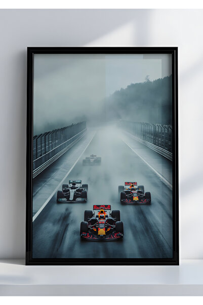 Home Formula 1 4K, Erkek Çocuk Odası Dekoru, Lamine Siyah Çerçeveli, Genç Odası Dekoru