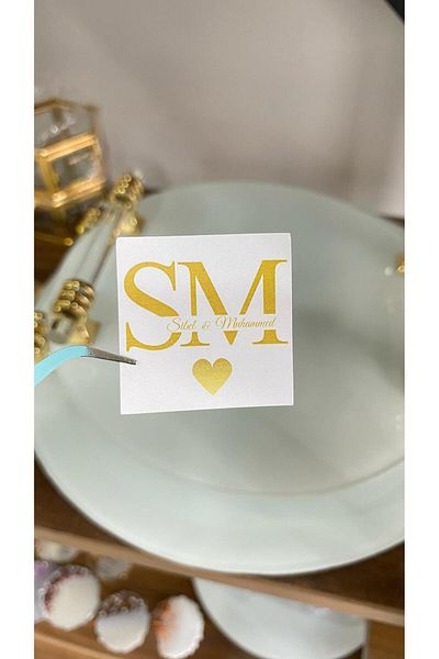 ARLetikettasarım Promise, Henna, Engagement Gold Color Heart Chocolate Tag 3,5X3,5 cm 70 Pieces - Arletikettasarım