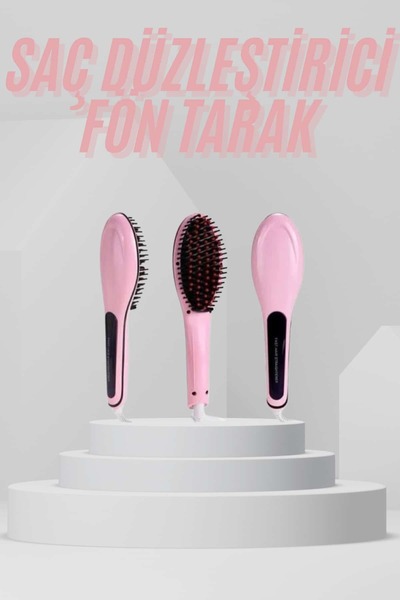 UCUZTEKNO مشط كهربائي لفرد الشعر، فرشاة فرد الشعر، ذات أسنان ضيقة، وردي