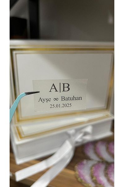 ARLetikettasarım Transparent Label 4X2,5 cm 108 Pieces Promise, Henna, Engagement, Wedding - Arl Label Design