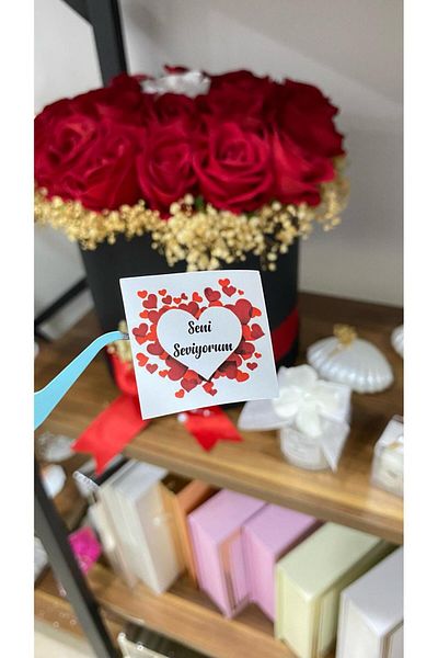 ARLetikettasarım I Love You Written Heart Chocolate Tags 70 Pieces 3,5X3,5 cm