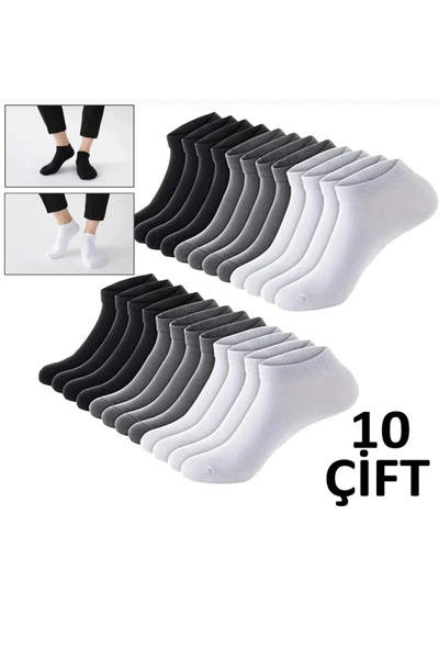 Çorabistaan 10 Çift Çok Renkli Bilek Boy Unisex Kadın Erkek Yazlık Ekonomik P...