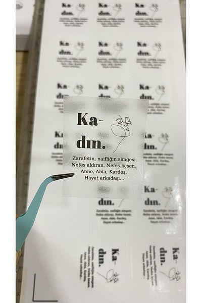 ARLetikettasarım 4X5 cm 42 Pcs Transparent Sticker, for Women's Day March 8 Arletikettasign