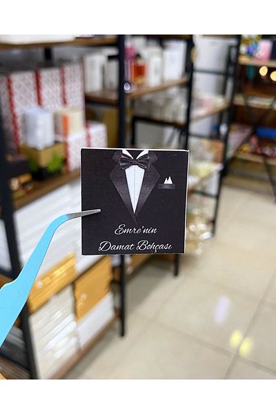 ARLetikettasarım Groom Bundle Tag Square 4X4 cm 54 Pieces - Arletikettasarım