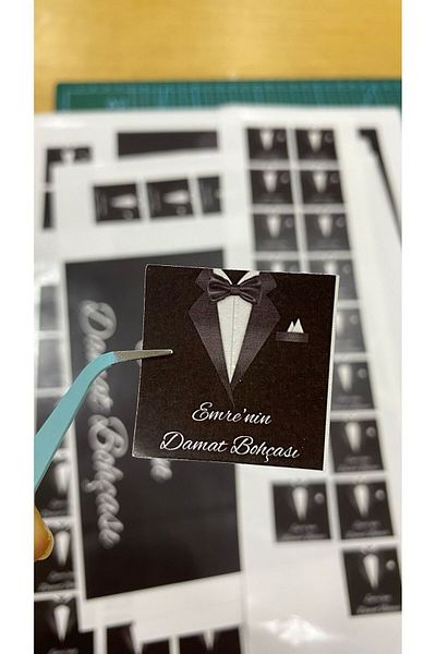 ARLetikettasarım Groom Bundle Tag Square 4X4 cm 54 Pieces - Arletikettasarım