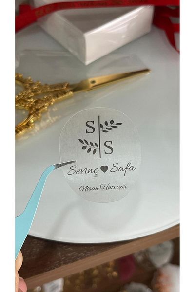ARLetikettasarım Transparent Label 4X5 cm Set - 42 Pieces Promise, Henna, Engagement, Wedding Arletikettasarım