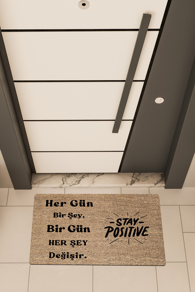 Dormot Home Covoraș de ușă cu tematică pozitivă, maro, imprimat digital de ca...