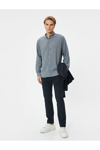 Koton Πουκάμισο New Season Slim Fit Μακρυμάνικο Κλασικό Πέτο με Κουμπί