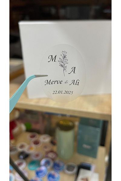 ARLetikettasarım Transparent Label 4X5 cm Set - 42 Pieces Promise, Henna, Engagement, Wedding Arletikettasarım