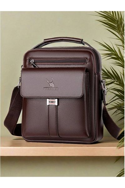 Weixier Leather handbag and shoulder bag with 4 large pockets,internal division, long strap&carrying handle