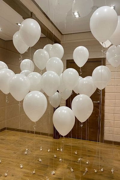 party world Set of 20 Latex Balloons Pastel White with String 12 Inch