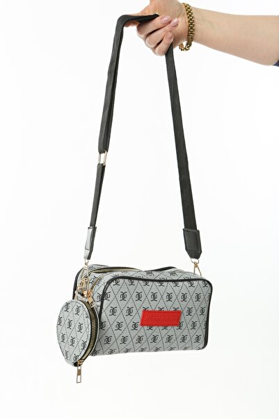 Baghashtag Δερμάτινη τσάντα με διπλό φερμουάρ σε γκρι μίνιμαλ σχέδιο