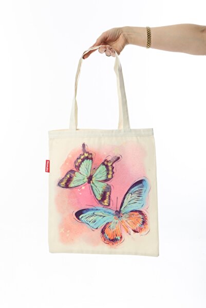 Baghashtag Colorful Butterfly Printed Cloth Bag