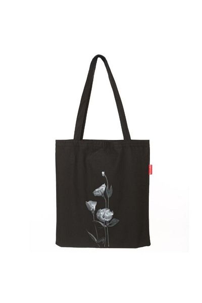 Baghashtag Lily Printed Black Cloth Bag