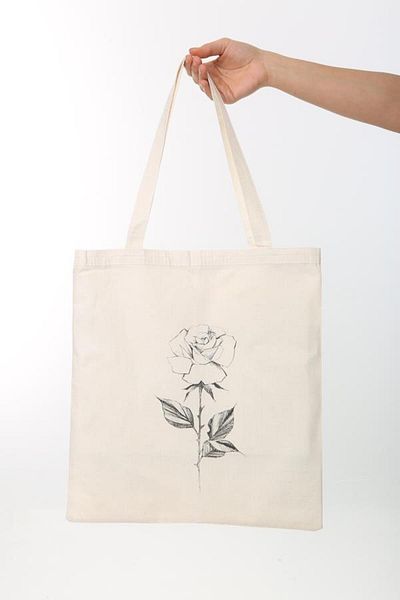 Baghashtag Cloth Bag Single Rose Printed