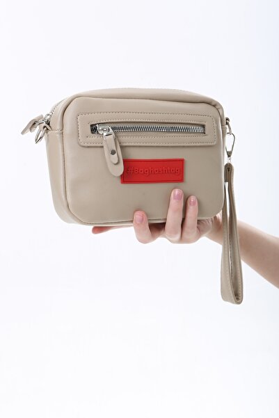 Baghashtag Dark Cream Tiny Unisex 3 Compartment Leather Bag