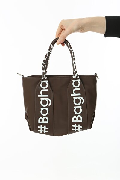 Baghashtag Brown Mini Waterproof Handle Written Tote Bag