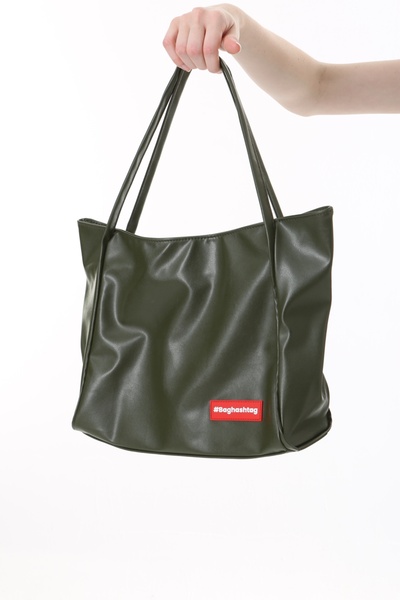 Baghashtag Yeşil Soft Deri Fermuarlı Çanta
