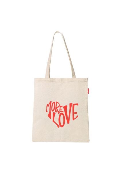 Baghashtag More Love Heart Printed Cloth Bag