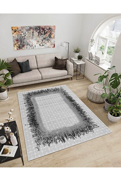 Dijidekor Shine M(51) Gray Fringe-Free Non-Slip Based Digital Printed Decorat...