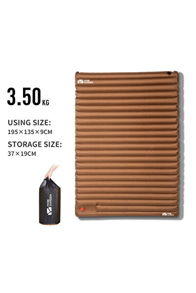Choice سجادة هوائية للتخييم من موبي جاردن، لون بني، سمك 9 سم، مضخة هواء مضغوط...