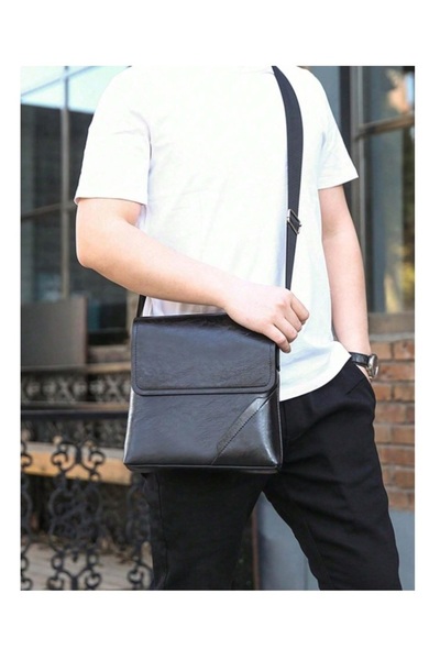 Generic Basic Plain Leather Crossbody Bag,Long Adjustable Strap&2 Large Pockets for Travel&Trips,25*24CM