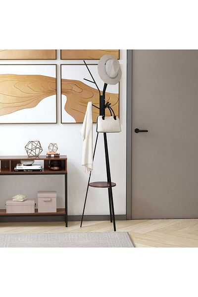 Generic Elegant and modern vertical clothes hanger for hanging clothes and jackets, black color