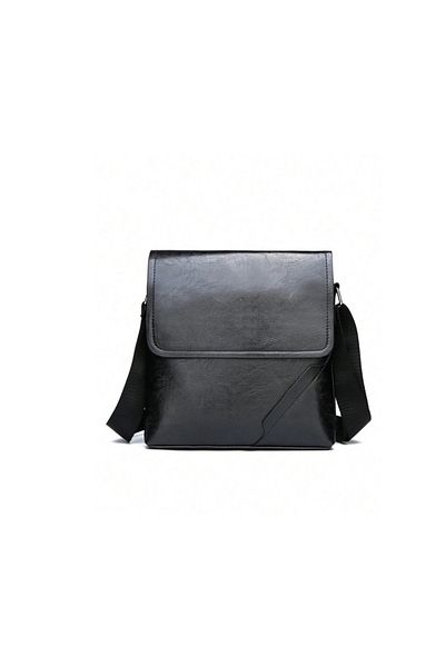 Generic Basic Plain Leather Crossbody Bag,Long Adjustable Strap&2 Large Pockets for Travel&Trips,25*24CM