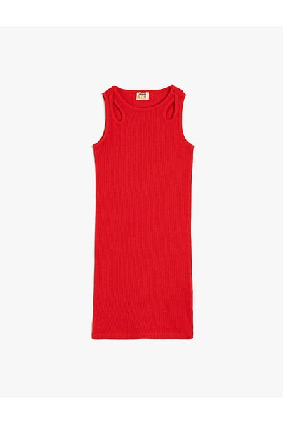 Koton New Season Ribbed Cotton Dress with Window Detail